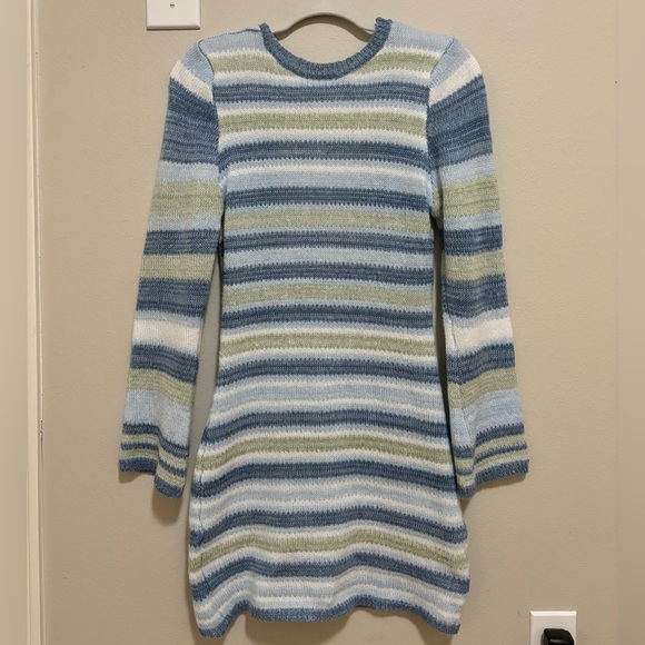 Backless Knit Mini Dress Long Sleeve , Sweater Dress, Summer Beach Wear☀️⛅️ - Picture 5 of 5